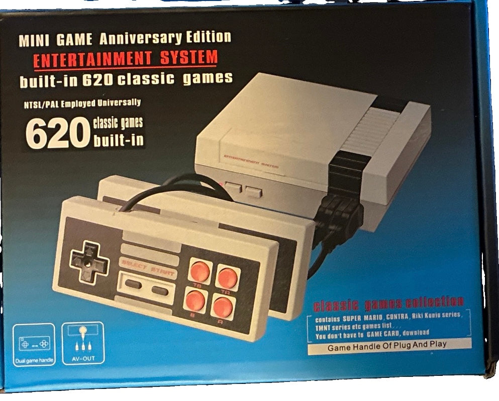 Mini Game Anniversary Edition NES Home Console, Built-In Games, AV Out, Gray