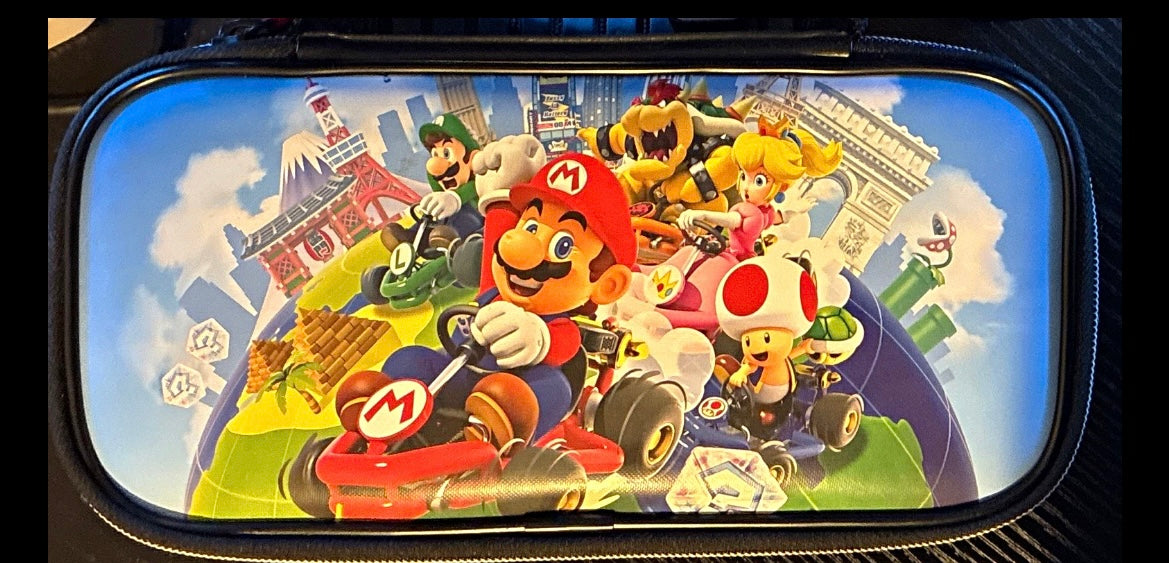 Nintendo Switch Mario Kart Multicolor Zippered Hard Shell Travel Case